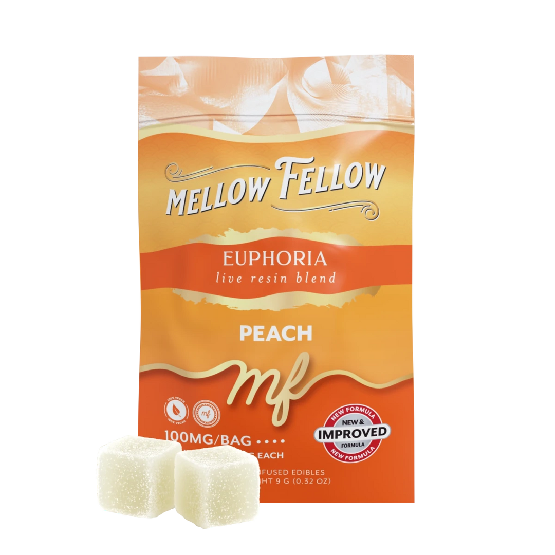 Euphoria Blend - Live Resin M-Fusions Edibles Sachets - Peach 100mg - Mellow Fellow