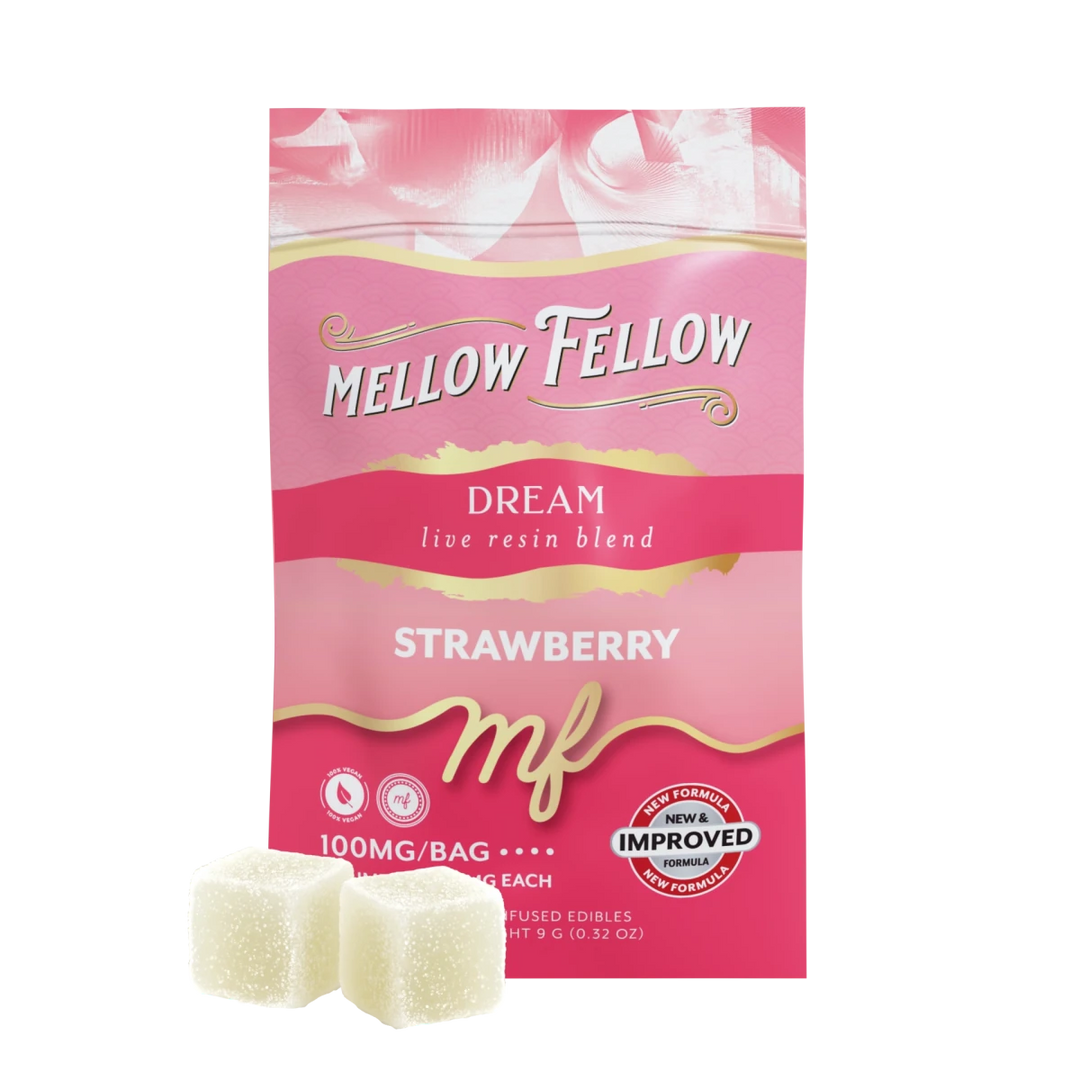Dream Blend - Live Resin M-Fusions Edibles Sachets - Strawberry 100mg - Mellow Fellow