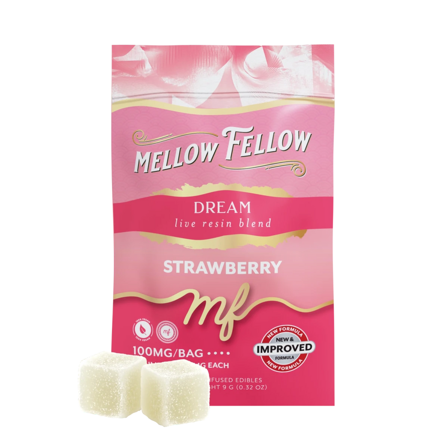Dream Blend - Live Resin M-Fusions Edibles Sachets - Strawberry 100mg - Mellow Fellow