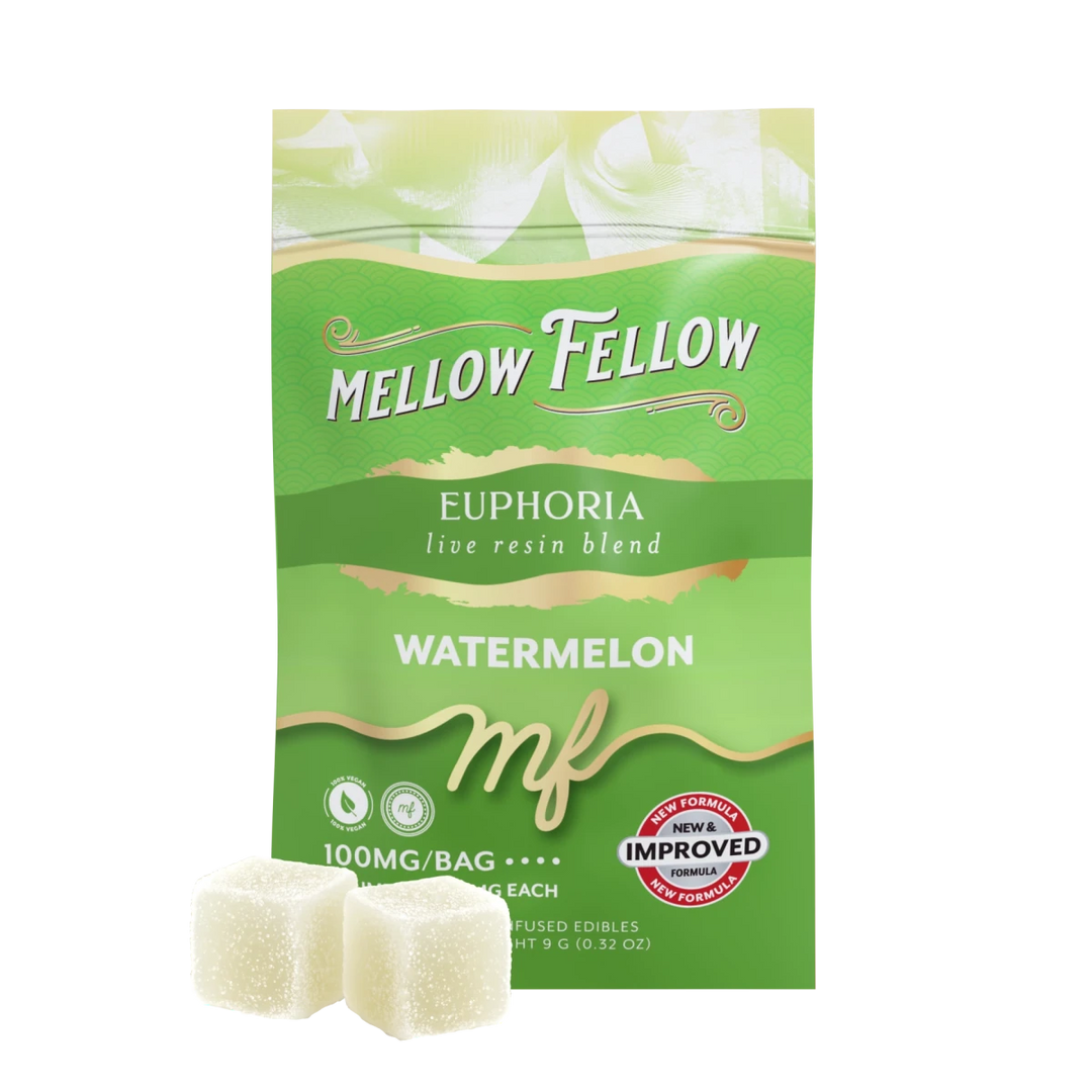 Euphoria Blend - Live Resin M-Fusions Edibles Sachets - Watermelon 100mg - Mellow Fellow