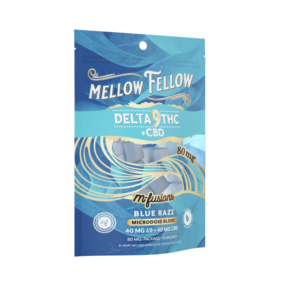 Microdose M - Fusions Gummies - Delta 9 THC + CBD 8ct 80mg - Blue Razz - Mellow Fellow