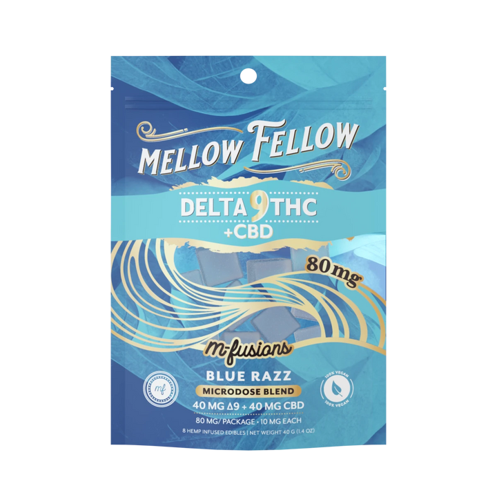 Microdose M - Fusions Gummies - Delta 9 THC + CBD 8ct 80mg - Blue Razz - Mellow Fellow