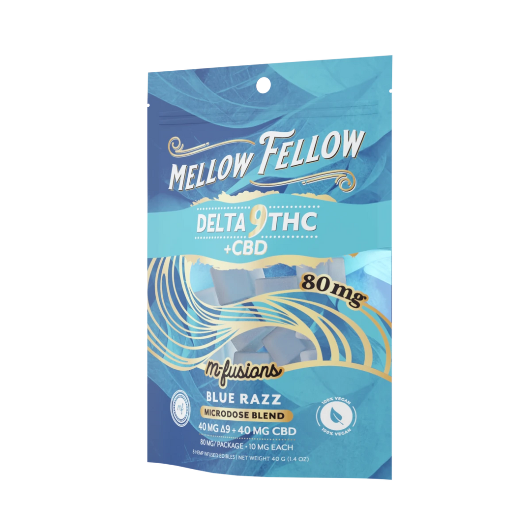 Microdose M - Fusions Gummies - Delta 9 THC + CBD 8ct 80mg - Blue Razz - Mellow Fellow