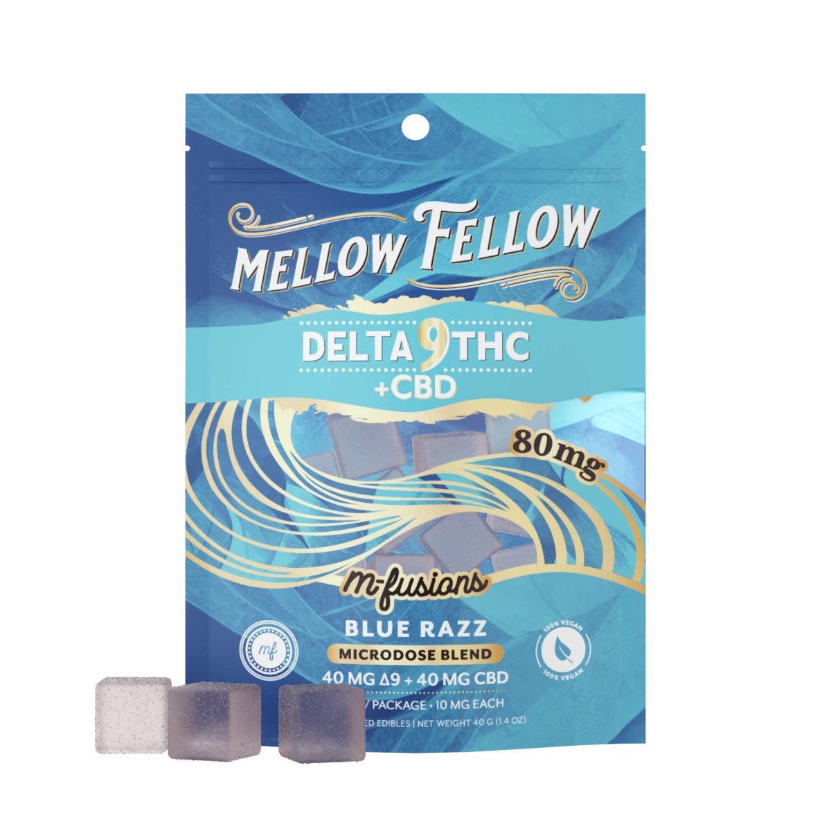 Microdose M-Fusions Gummies - Delta 9 THC + CBD 8ct 80mg - Blue Razz