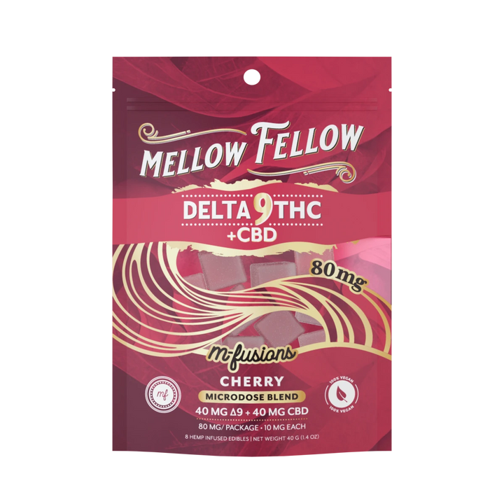 Microdose M - Fusions Gummies - Delta 9 THC + CBD 8ct 80mg - Cherry - Mellow Fellow