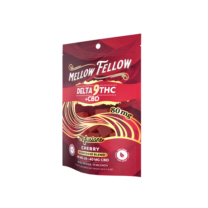 Microdose M - Fusions Gummies - Delta 9 THC + CBD 8ct 80mg - Cherry - Mellow Fellow