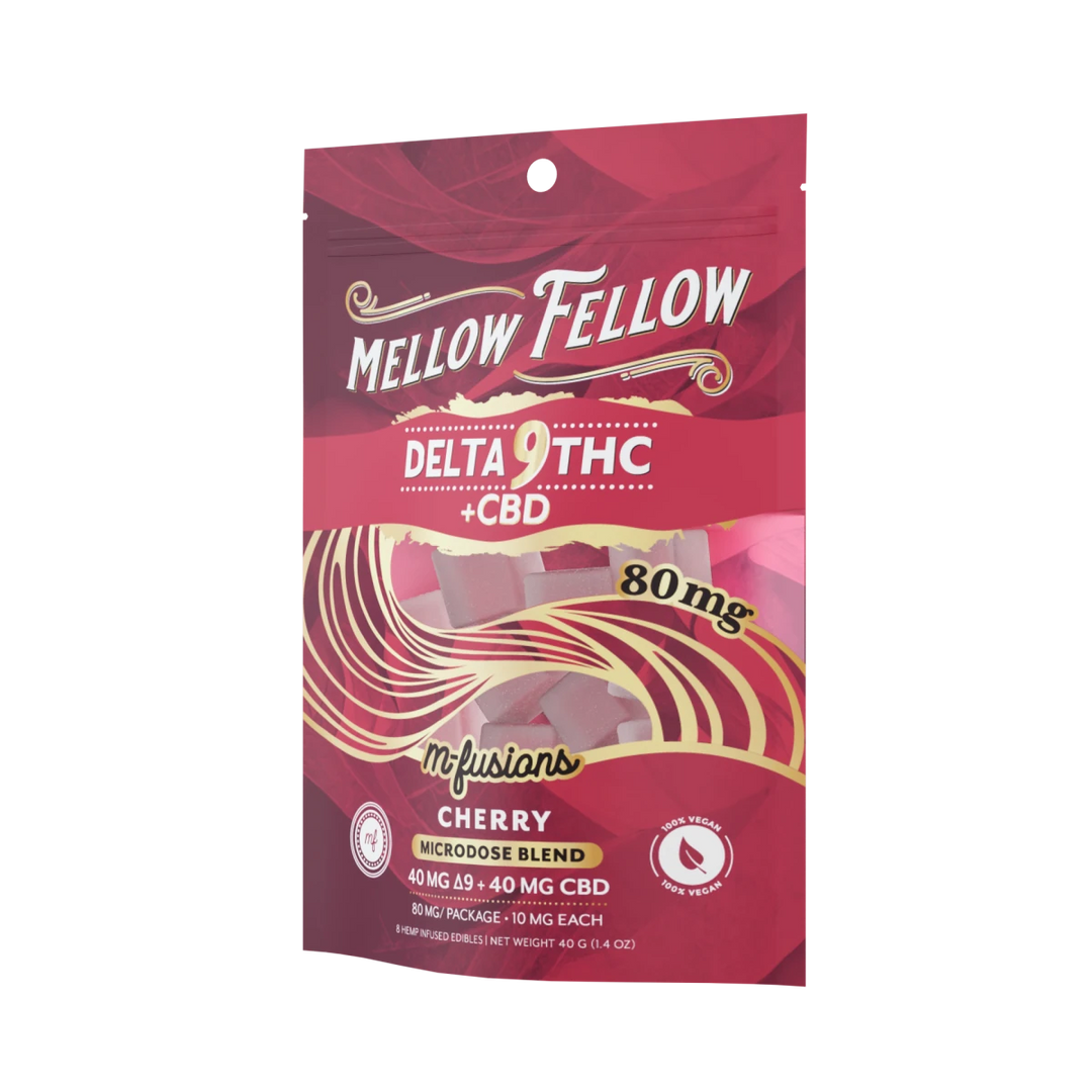 Microdose M - Fusions Gummies - Delta 9 THC + CBD 8ct 80mg - Cherry - Mellow Fellow