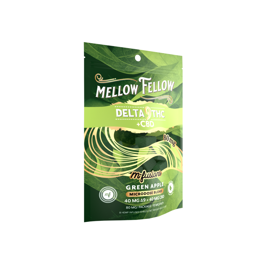 Micro - Dose M - Fusions Gummies - Delta 9 THC + CBD 8ct 80mg - Green Apple - Mellow Fellow