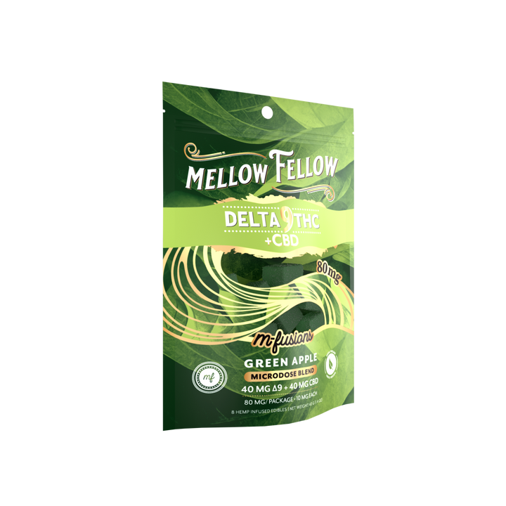 Micro - Dose M - Fusions Gummies - Delta 9 THC + CBD 8ct 80mg - Green Apple - Mellow Fellow