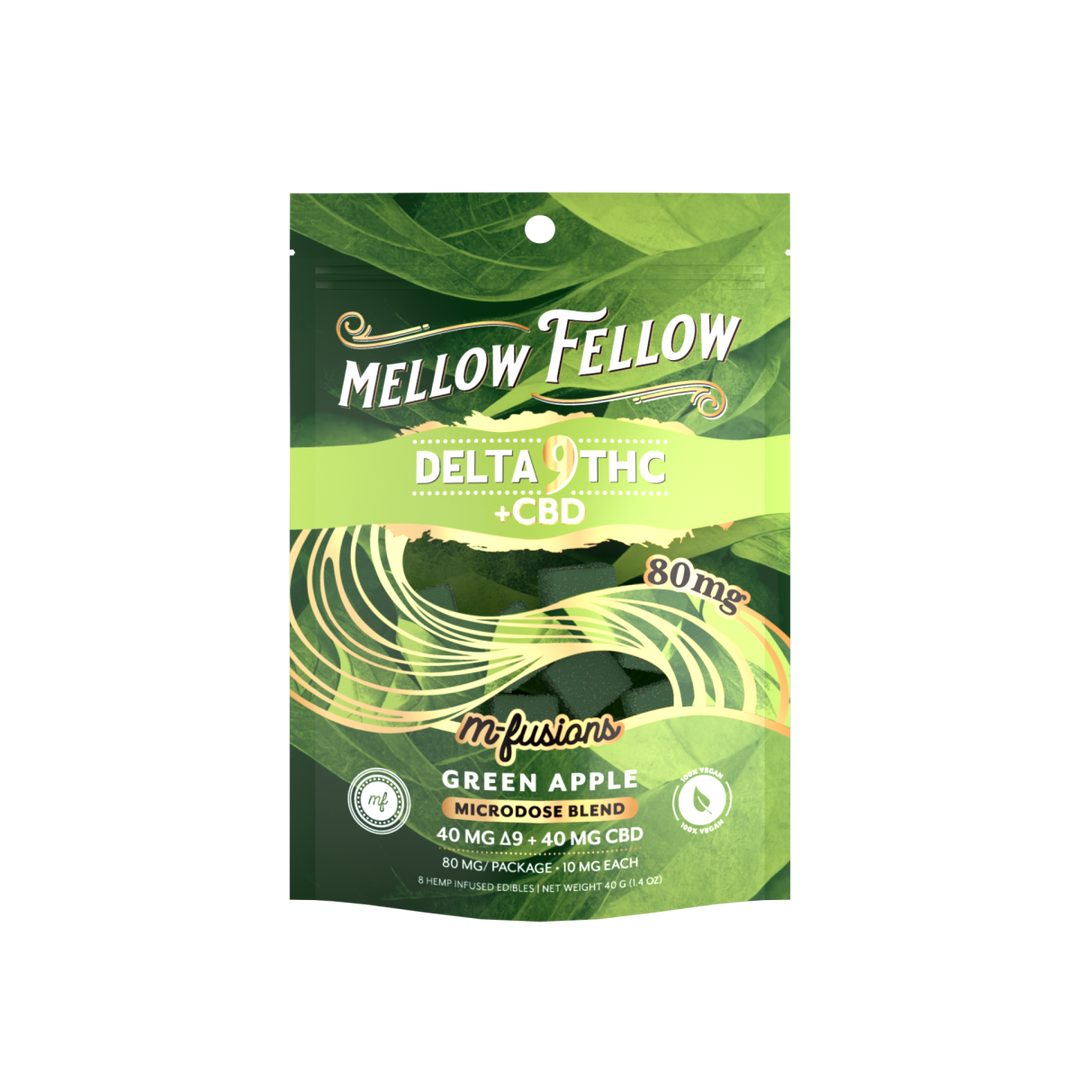 Micro - Dose M - Fusions Gummies - Delta 9 THC + CBD 8ct 80mg - Green Apple - Mellow Fellow