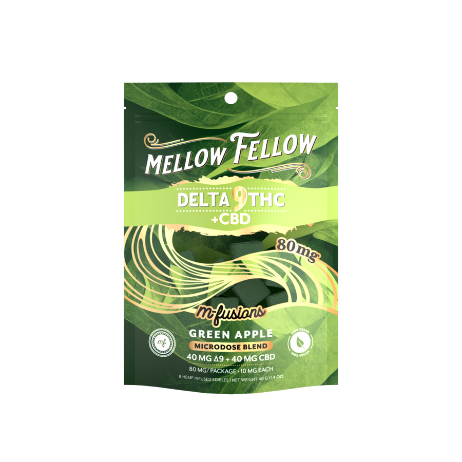 Micro - Dose M - Fusions Gummies - Delta 9 THC + CBD 8ct 80mg - Green Apple - Mellow Fellow
