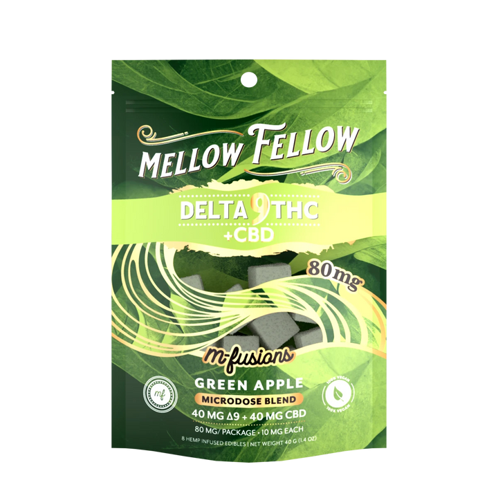 Micro - Dose M - Fusions Gummies - Delta 9 THC + CBD 8ct 80mg - Green Apple - Mellow Fellow