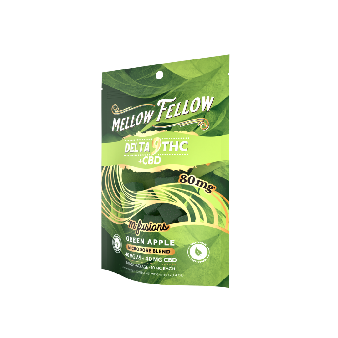 Micro - Dose M - Fusions Gummies - Delta 9 THC + CBD 8ct 80mg - Green Apple - Mellow Fellow