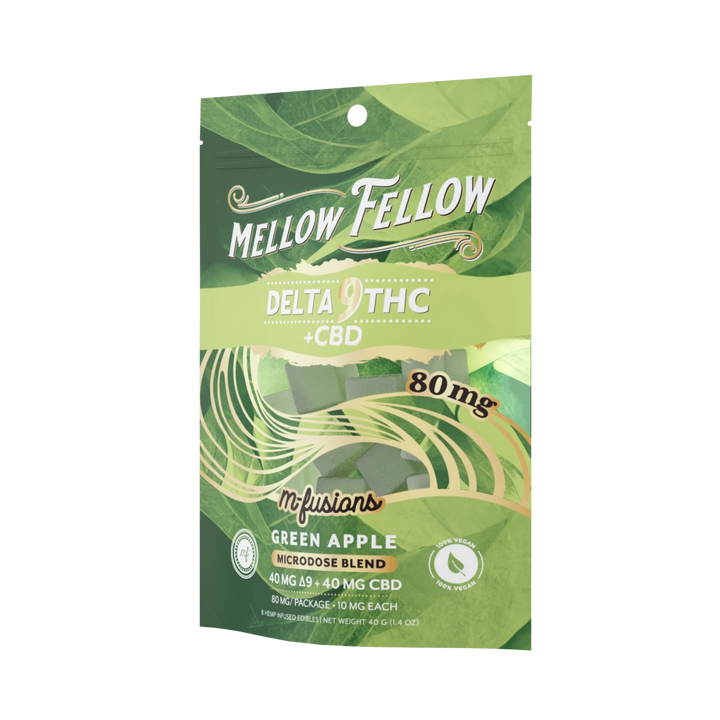 Micro - Dose M - Fusions Gummies - Delta 9 THC + CBD 8ct 80mg - Green Apple - Mellow Fellow
