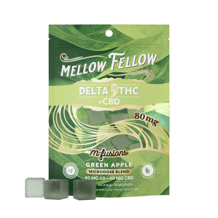 Micro - Dose M - Fusions Gummies - Delta 9 THC + CBD 8ct 80mg - Green Apple - Mellow Fellow