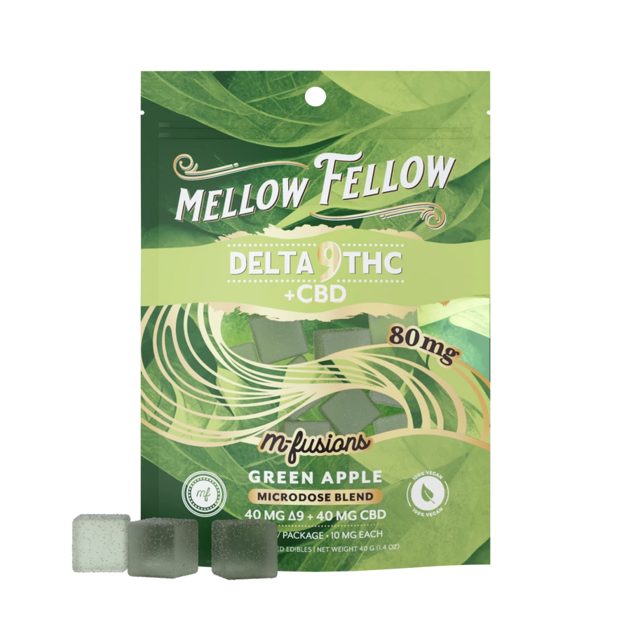 Micro - Dose M - Fusions Gummies - Delta 9 THC + CBD 8ct 80mg - Green Apple - Mellow Fellow