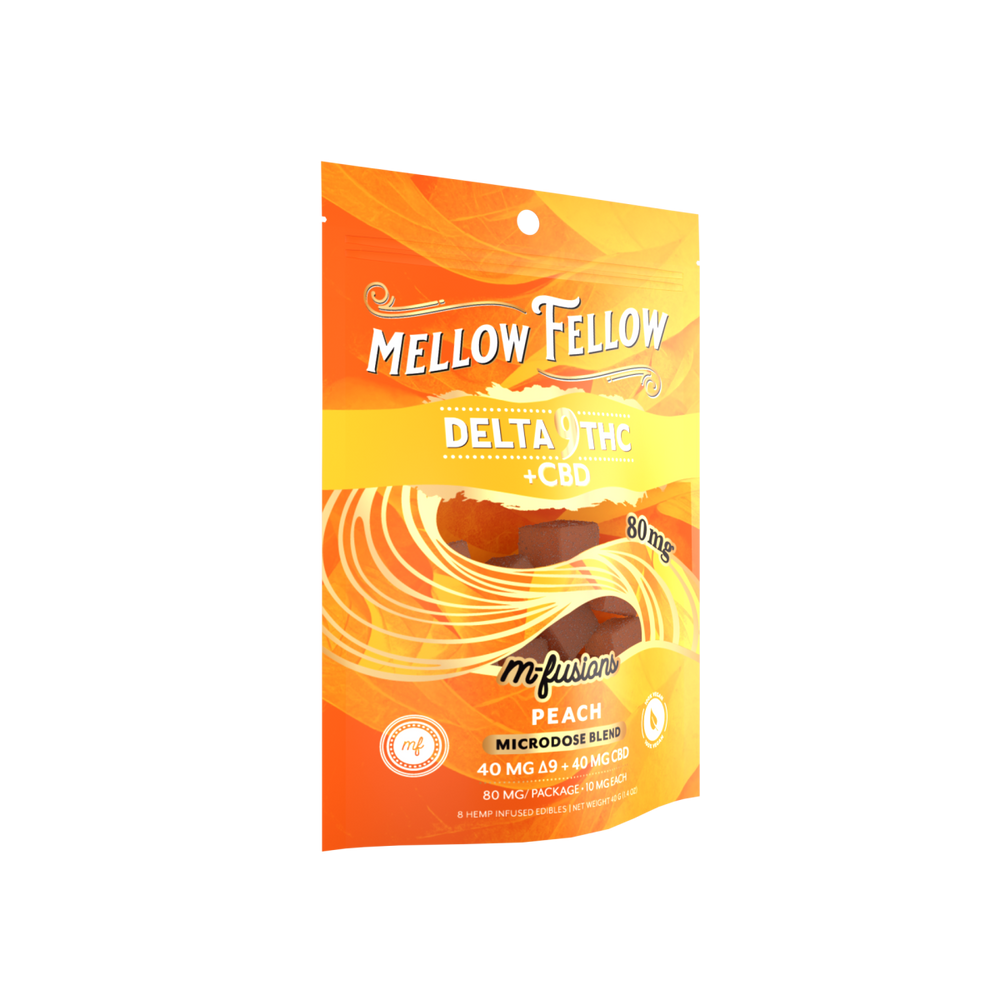 Microdose M - Fusions Gummies - Delta 9 THC + CBD 8ct 80mg - Peach - Mellow Fellow