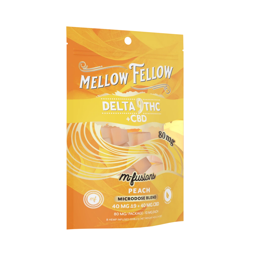 Microdose M - Fusions Gummies - Delta 9 THC + CBD 8ct 80mg - Peach - Mellow Fellow