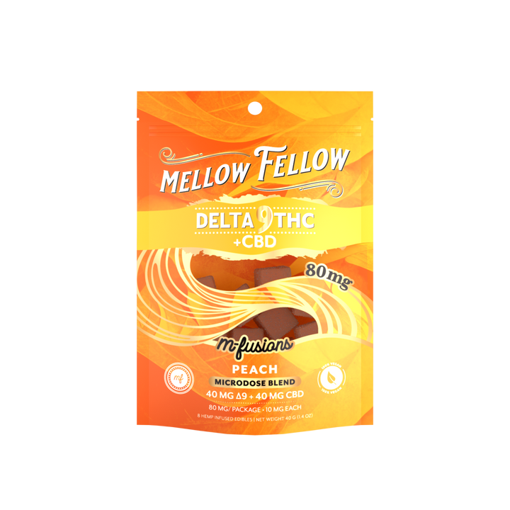Microdose M - Fusions Gummies - Delta 9 THC + CBD 8ct 80mg - Peach - Mellow Fellow