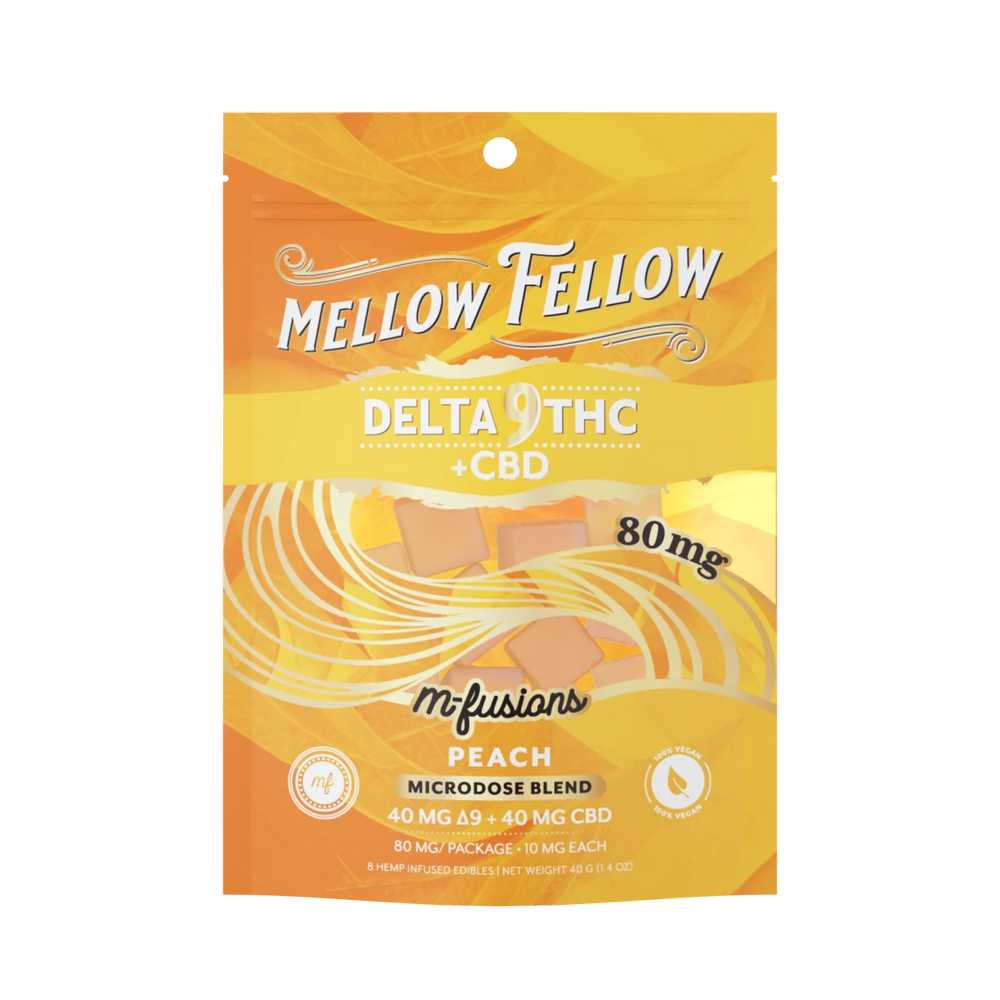 Microdose M - Fusions Gummies - Delta 9 THC + CBD 8ct 80mg - Peach - Mellow Fellow