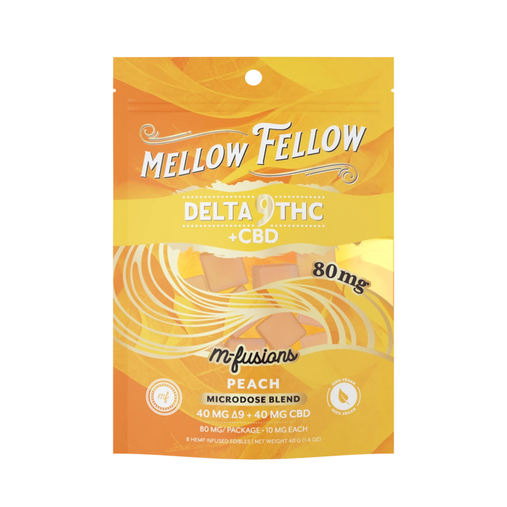 Microdose M - Fusions Gummies - Delta 9 THC + CBD 8ct 80mg - Peach - Mellow Fellow