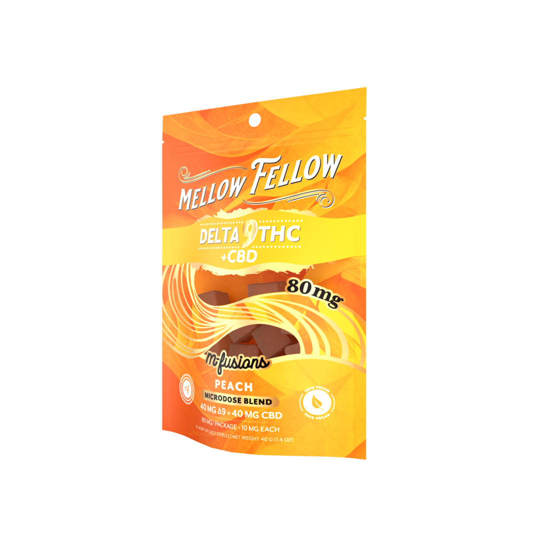 Microdose M - Fusions Gummies - Delta 9 THC + CBD 8ct 80mg - Peach - Mellow Fellow