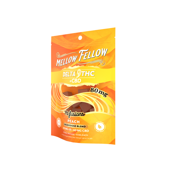 Microdose M - Fusions Gummies - Delta 9 THC + CBD 8ct 80mg - Peach - Mellow Fellow
