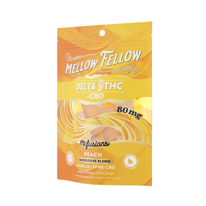 Microdose M - Fusions Gummies - Delta 9 THC + CBD 8ct 80mg - Peach - Mellow Fellow