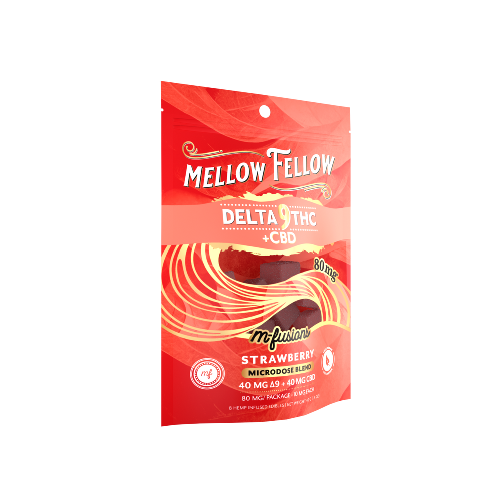 Microdose M - Fusions Gummies - Delta 9 THC + CBD 8ct 80mg - Strawberry - Mellow Fellow