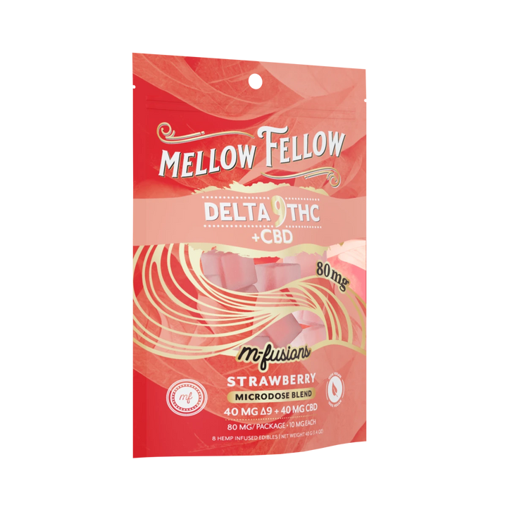 Microdose M - Fusions Gummies - Delta 9 THC + CBD 8ct 80mg - Strawberry - Mellow Fellow