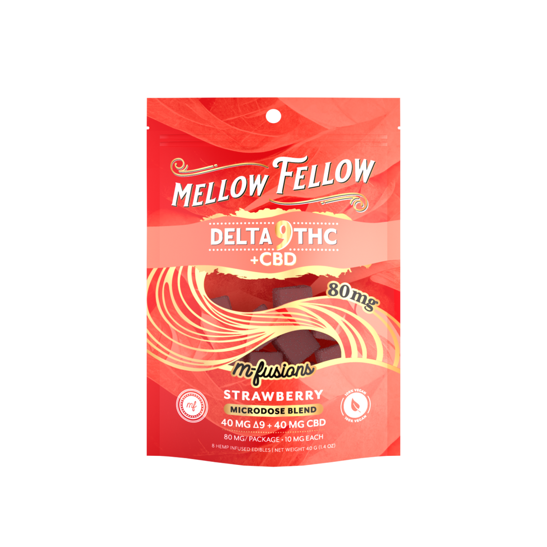 Microdose M - Fusions Gummies - Delta 9 THC + CBD 8ct 80mg - Strawberry - Mellow Fellow