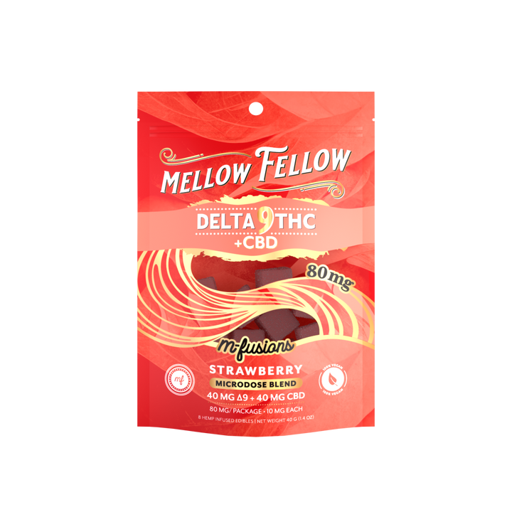 Microdose M - Fusions Gummies - Delta 9 THC + CBD 8ct 80mg - Strawberry - Mellow Fellow
