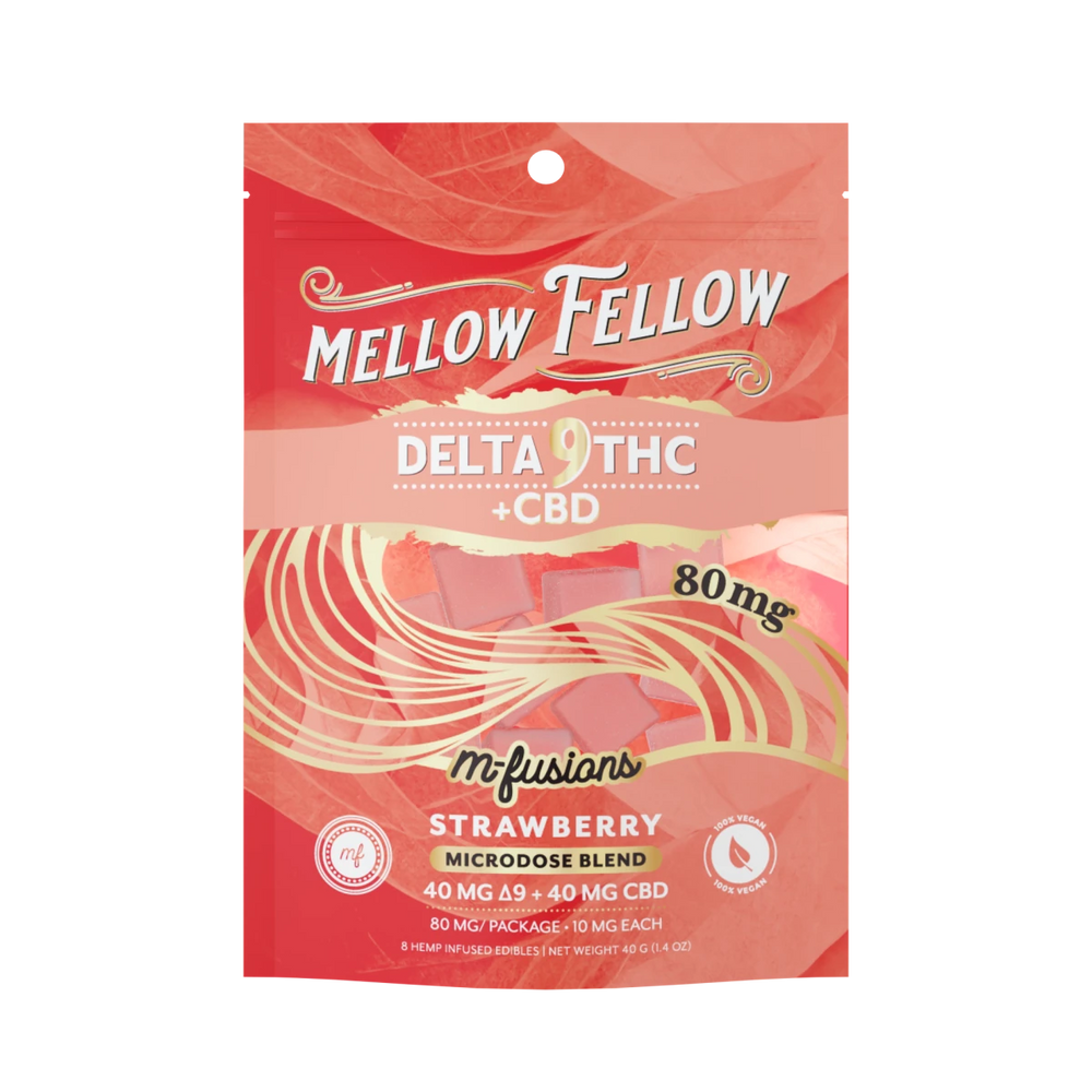 Microdose M - Fusions Gummies - Delta 9 THC + CBD 8ct 80mg - Strawberry - Mellow Fellow