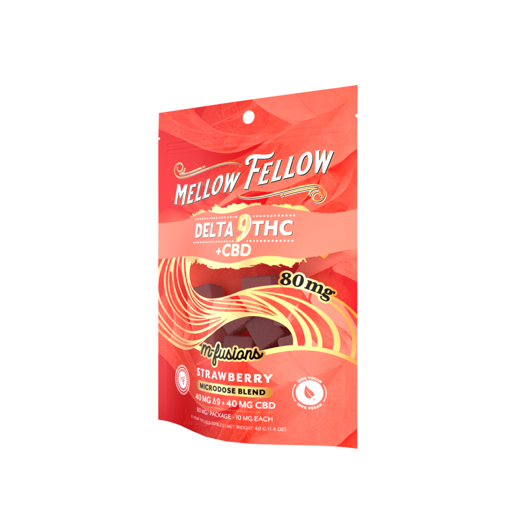 Microdose M - Fusions Gummies - Delta 9 THC + CBD 8ct 80mg - Strawberry - Mellow Fellow