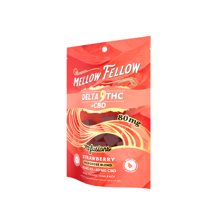 Microdose M - Fusions Gummies - Delta 9 THC + CBD 8ct 80mg - Strawberry - Mellow Fellow