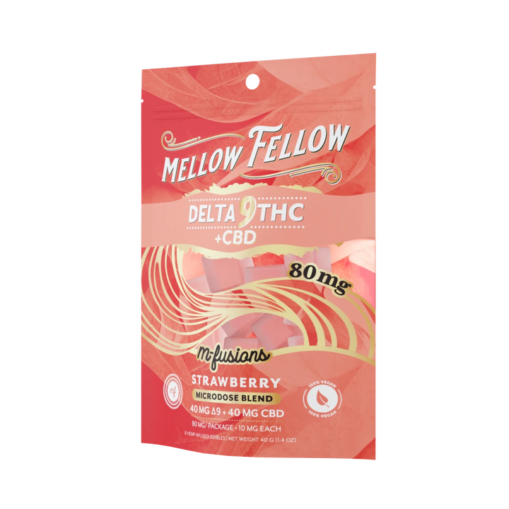 Microdose M - Fusions Gummies - Delta 9 THC + CBD 8ct 80mg - Strawberry - Mellow Fellow