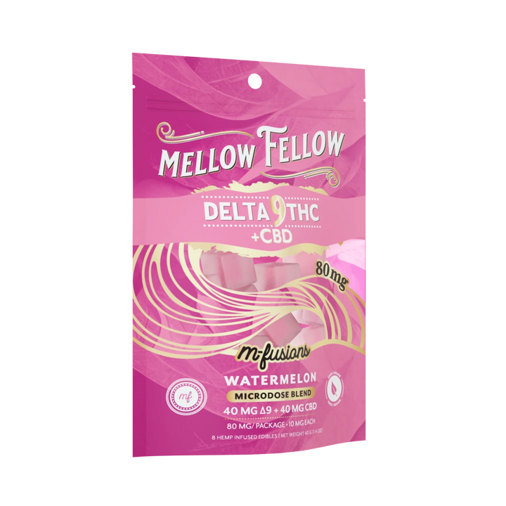 Microdose M - Fusions Gummies - Delta 9 THC + CBD 8ct 80mg - Watermelon - Mellow Fellow