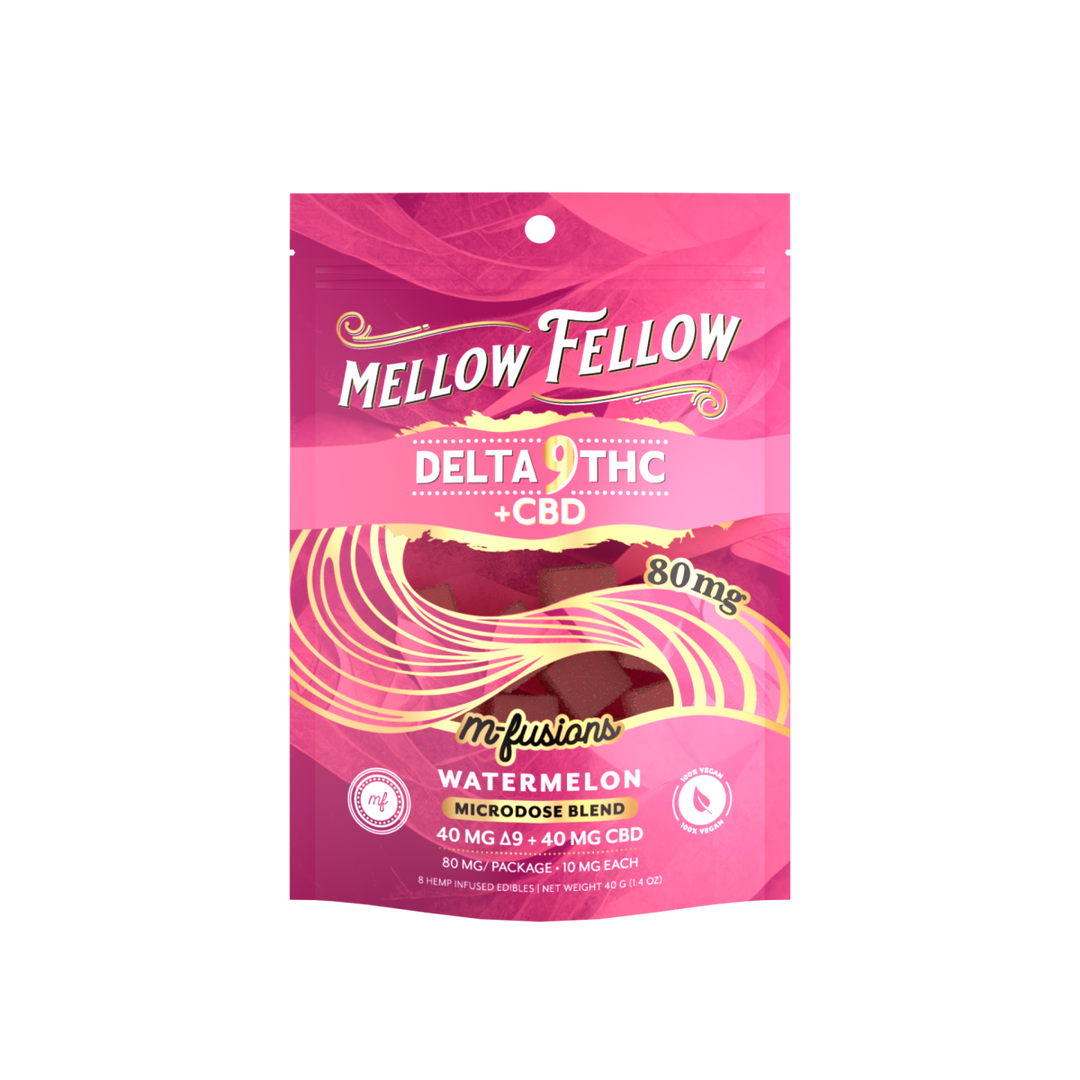 Microdose M - Fusions Gummies - Delta 9 THC + CBD 8ct 80mg - Watermelon - Mellow Fellow