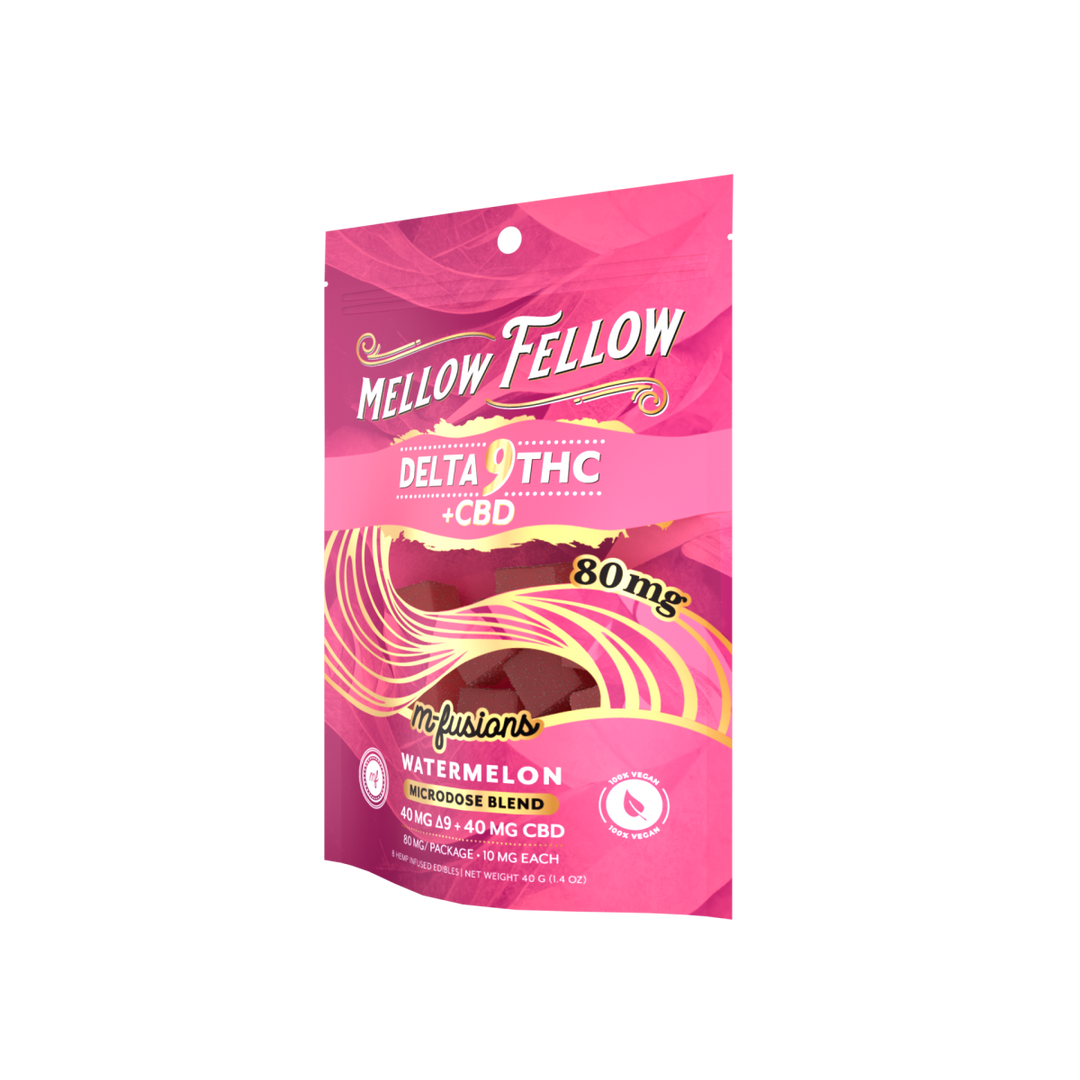 Microdose M - Fusions Gummies - Delta 9 THC + CBD 8ct 80mg - Watermelon - Mellow Fellow