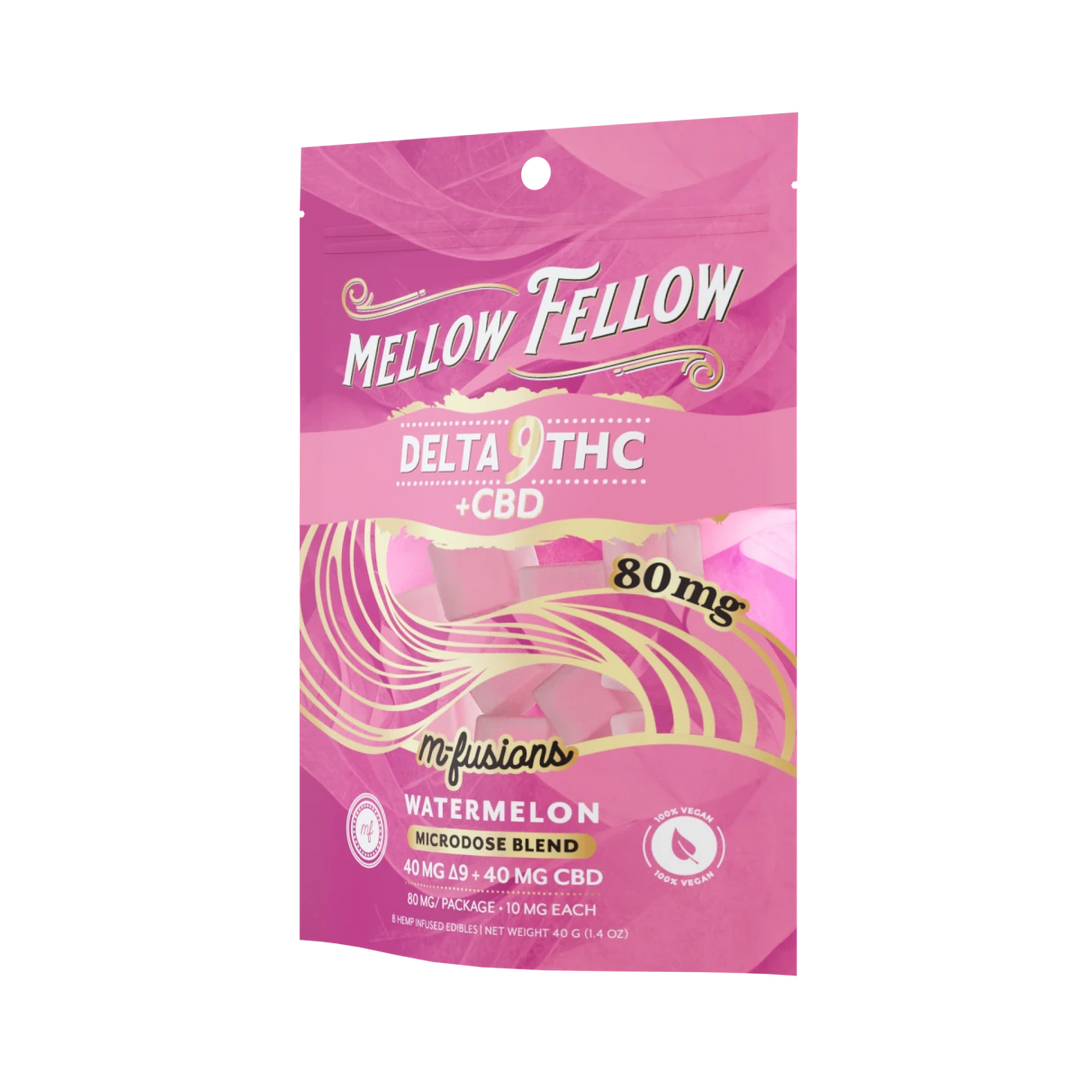Microdose M - Fusions Gummies - Delta 9 THC + CBD 8ct 80mg - Watermelon - Mellow Fellow