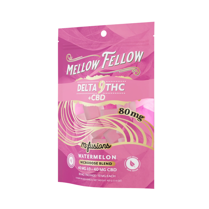 Microdose M - Fusions Gummies - Delta 9 THC + CBD 8ct 80mg - Watermelon - Mellow Fellow