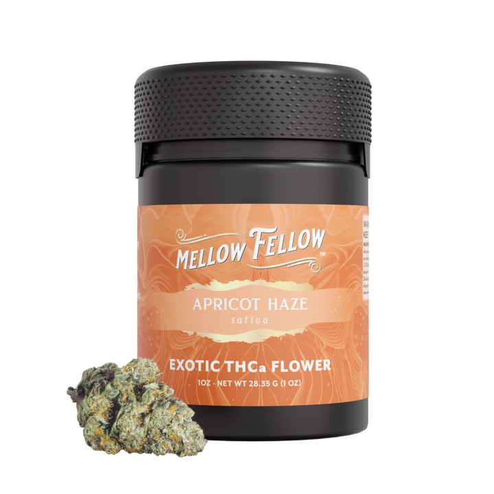 Exotic THCa Flower - 1oz Jars - Apricot Haze (Sativa) - Mellow Fellow