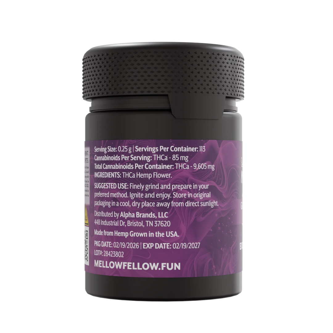 Exotic THCa Flower - 1oz Jars - Grape Cream Cake (Hybrid) - Mellow Fellow