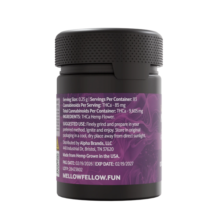 Exotic THCa Flower - 1oz Jars - Grape Cream Cake (Hybrid) - Mellow Fellow