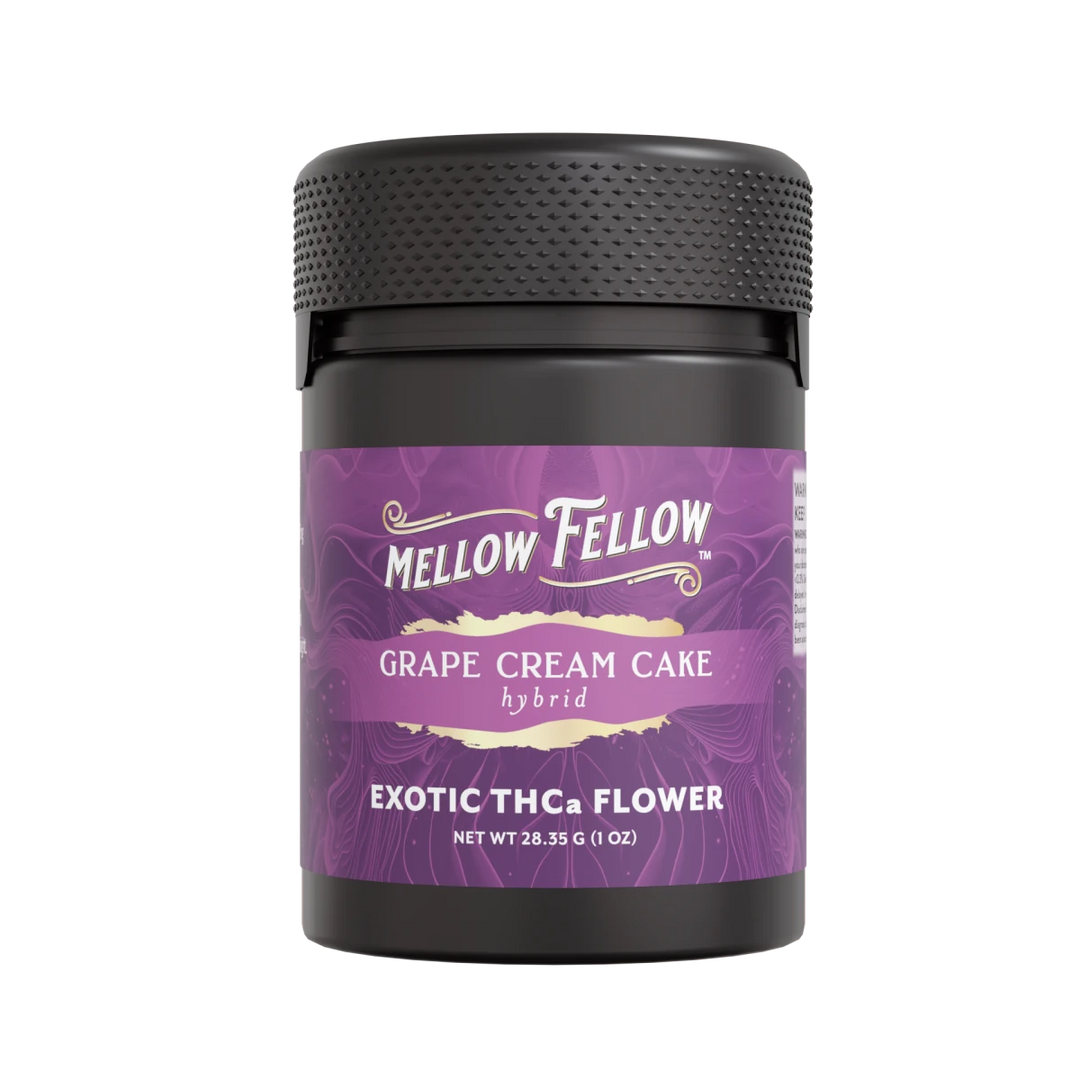 Exotic THCa Flower - 1oz Jars - Grape Cream Cake (Hybrid) - Mellow Fellow