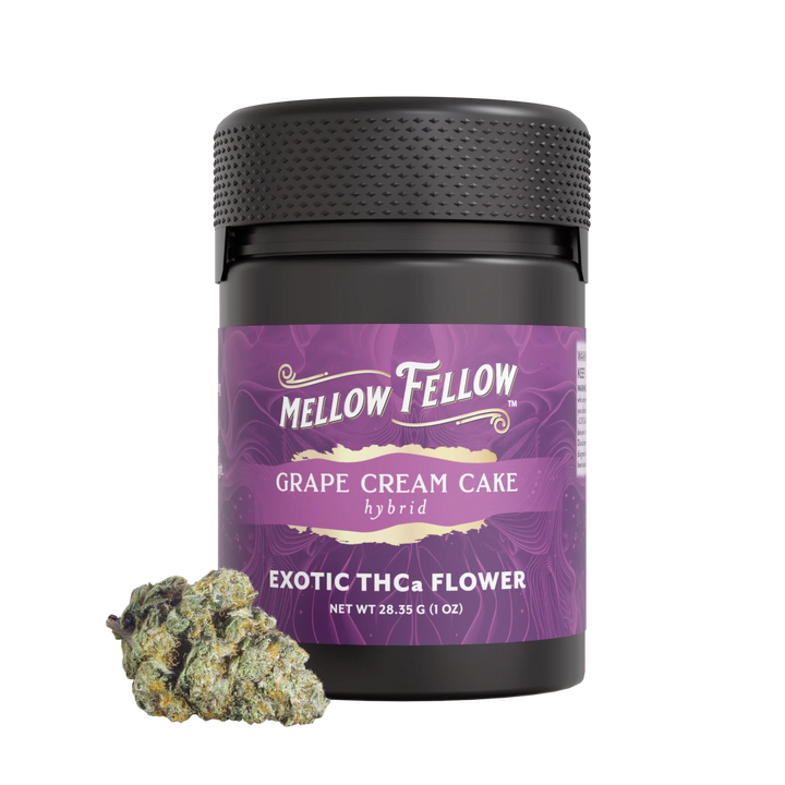 Exotic THCa Flower - 1oz Jars - Grape Cream Cake (Hybrid) - Mellow Fellow