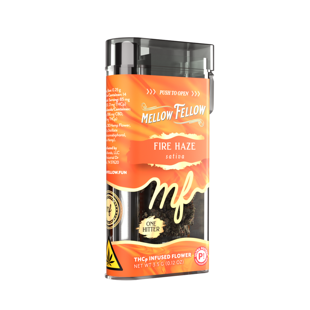 THCp Flower 3.5g Exotic Jar + One Hitter - Fire Haze (Sativa) - Mellow Fellow