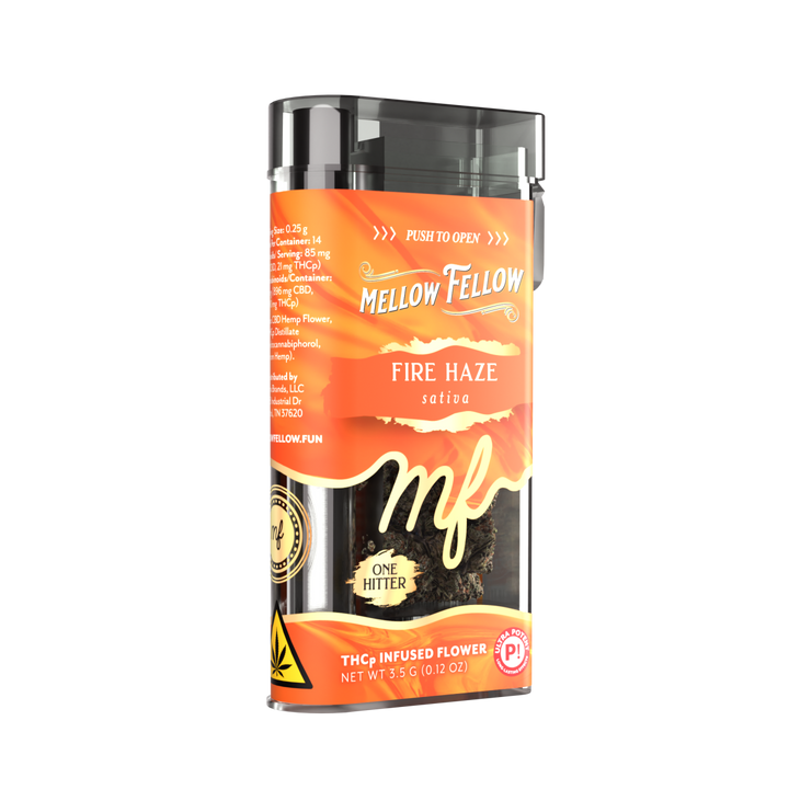 THCp Flower 3.5g Exotic Jar + One Hitter - Fire Haze (Sativa) - Mellow Fellow