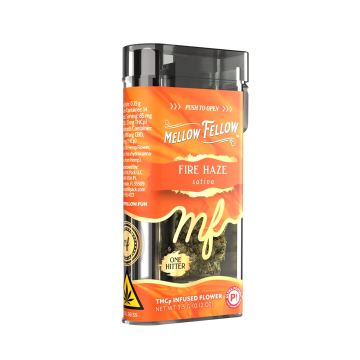 THCp 3.5g Infused Flower + One Hitter - Fire Haze (Sativa) - Mellow Fellow