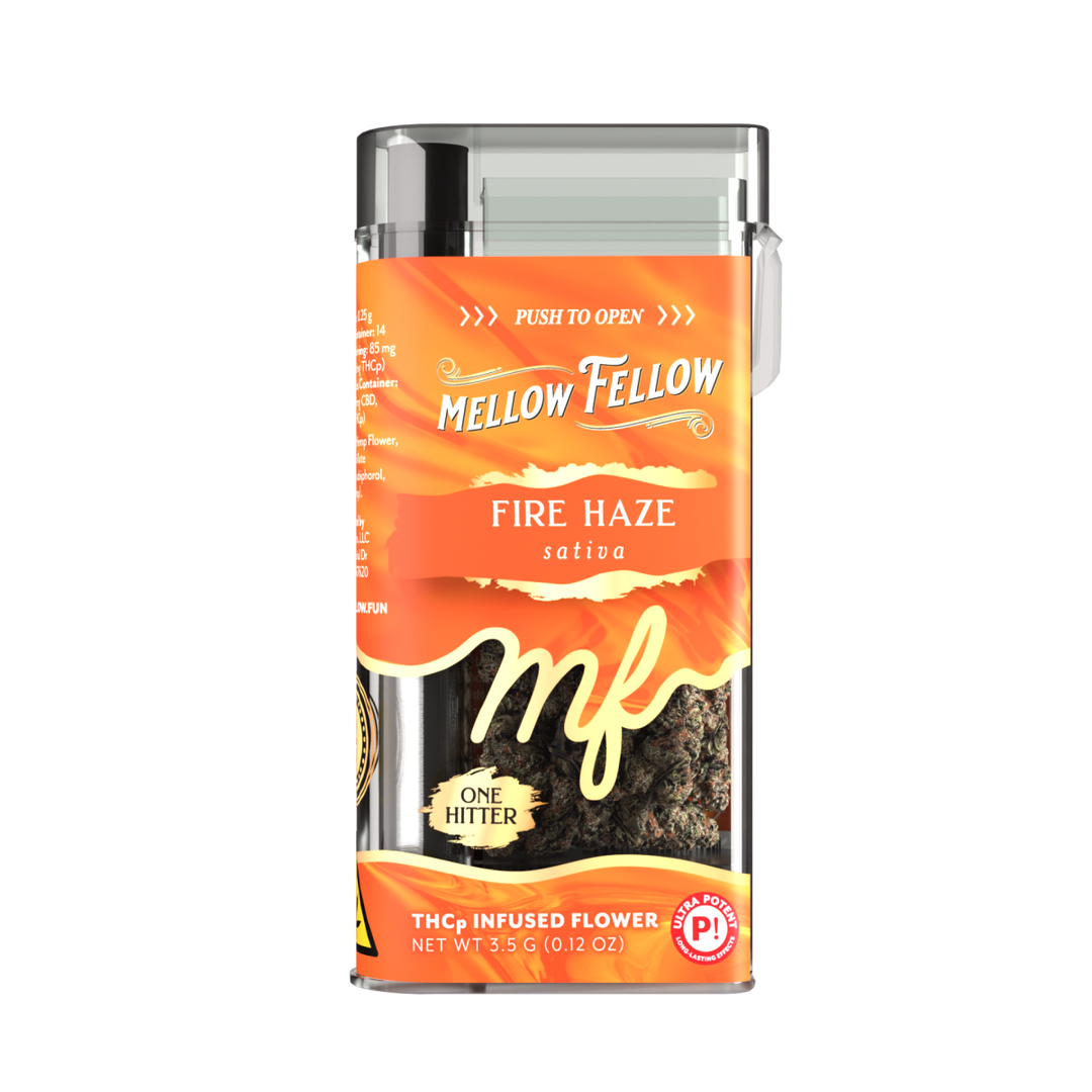 THCp Flower 3.5g Exotic Jar + One Hitter - Fire Haze (Sativa) - Mellow Fellow